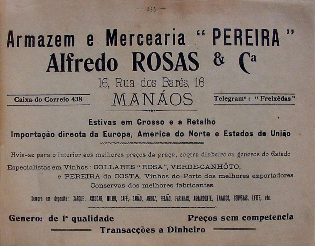 Propaganda do Armazém e Mercearia Pereira