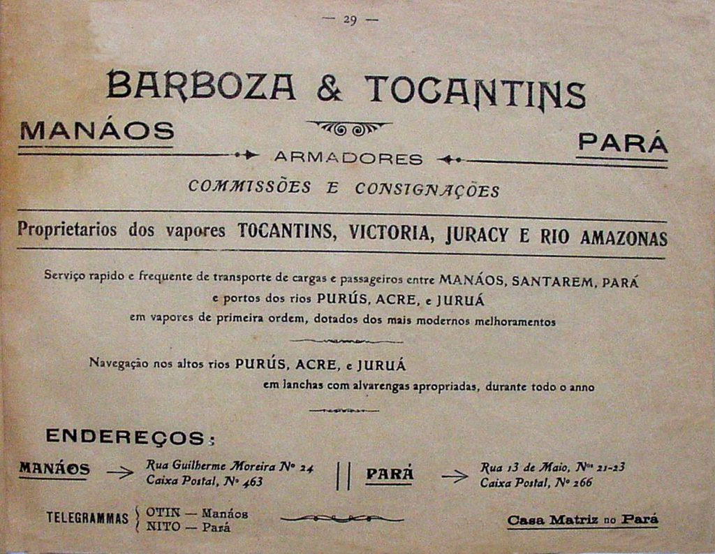 Propaganda da Empresa Barboza e Tocantins