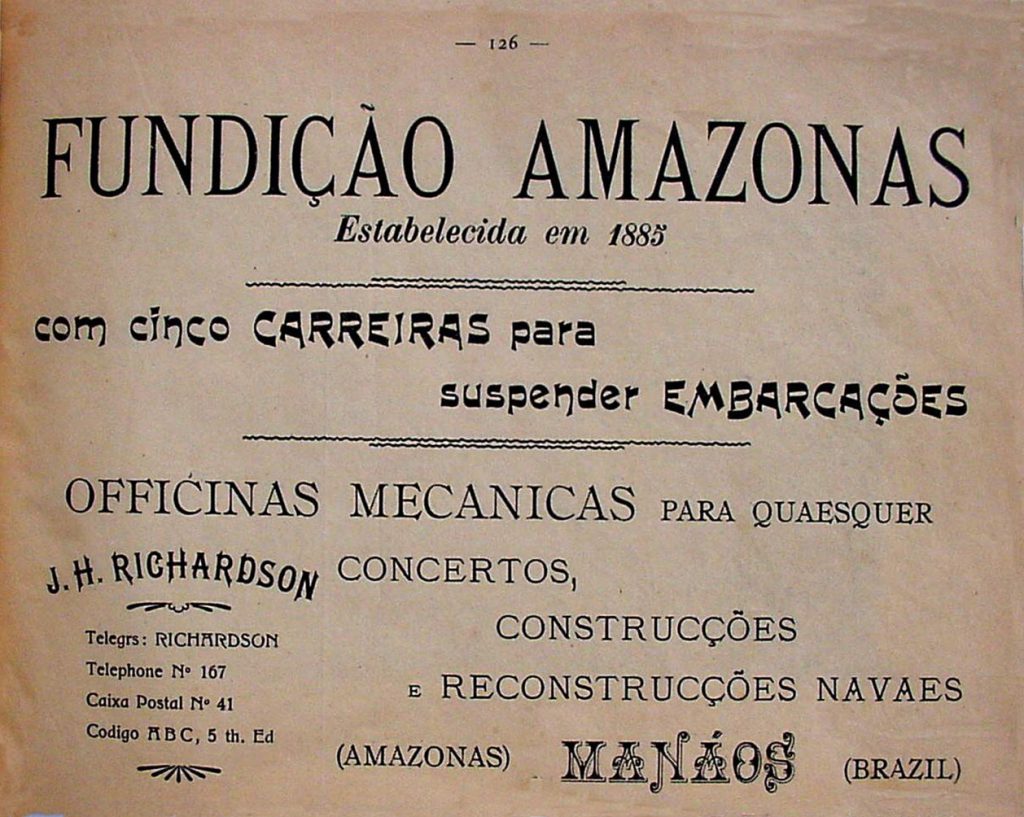 Anúncio da Oficina Naval Fundição Amazonas