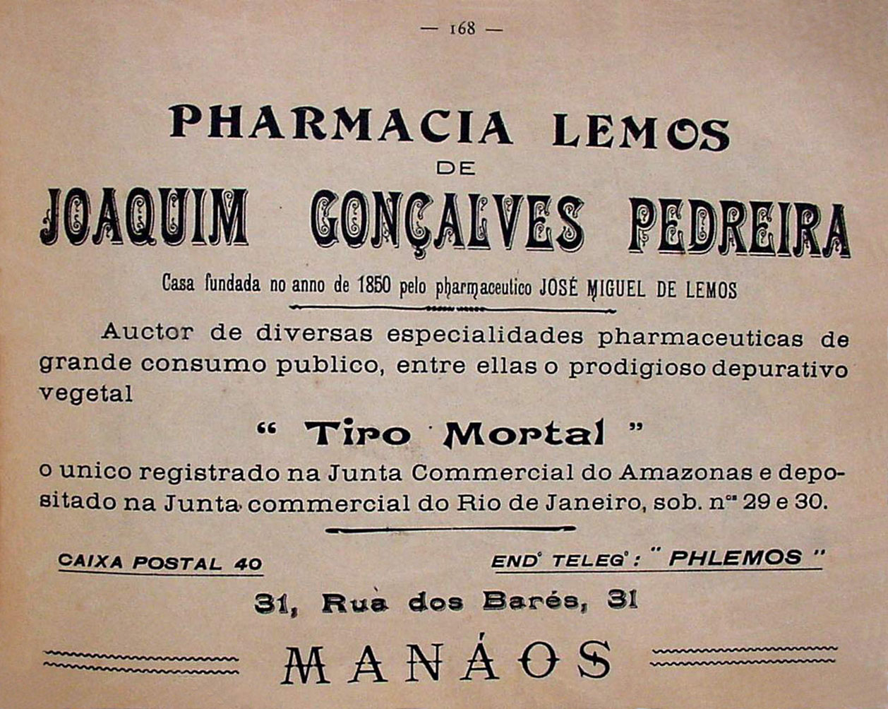 Anúncio da Farmácia Lemos - Instituto Durango Duarte