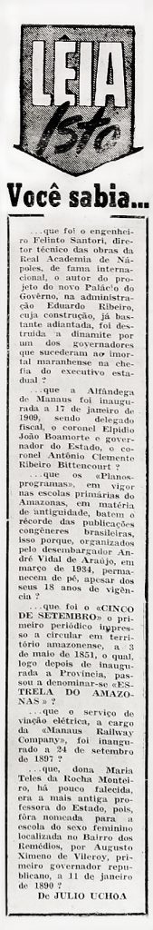 "CINCO DE SETEMBRO" o Primeiro Jornal a Circular no Amazonas