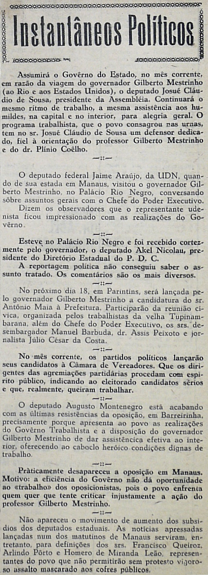 Deputado José Cláudio de Souza Assume o Governo do Estado