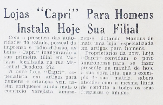 Inauguração da Lojas Capri em Manaus