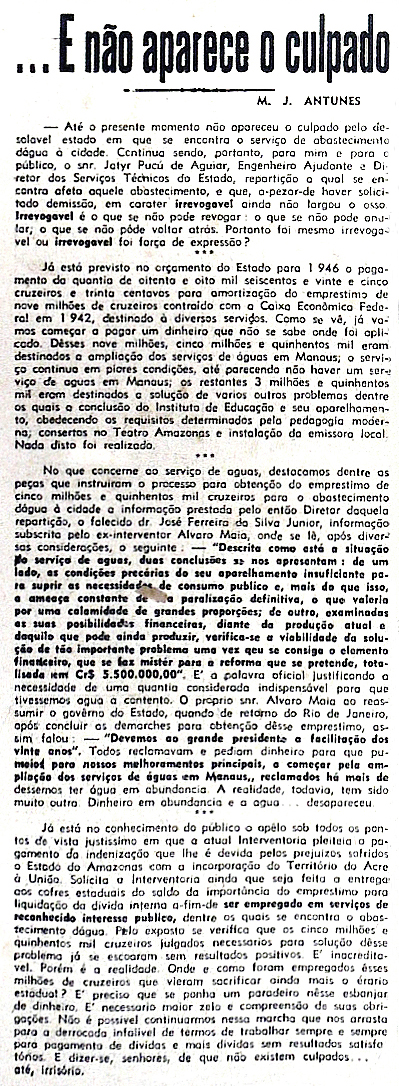 Coluna escrita por M. J. Antunes em O Jornal
