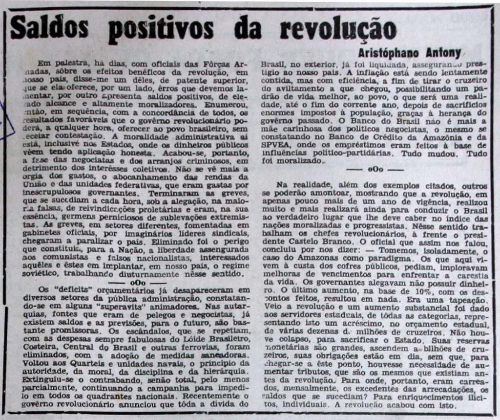 Efeitos benéficos da Revolução de 1964