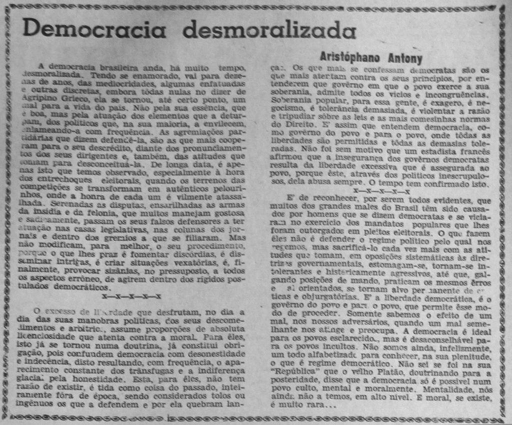 A Desmoralização da Democracia Brasileira