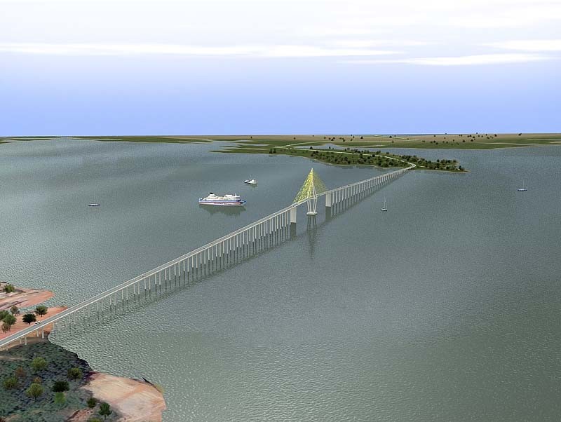 Maquete eletrônica do Projeto da Ponte sobre o rio Negro