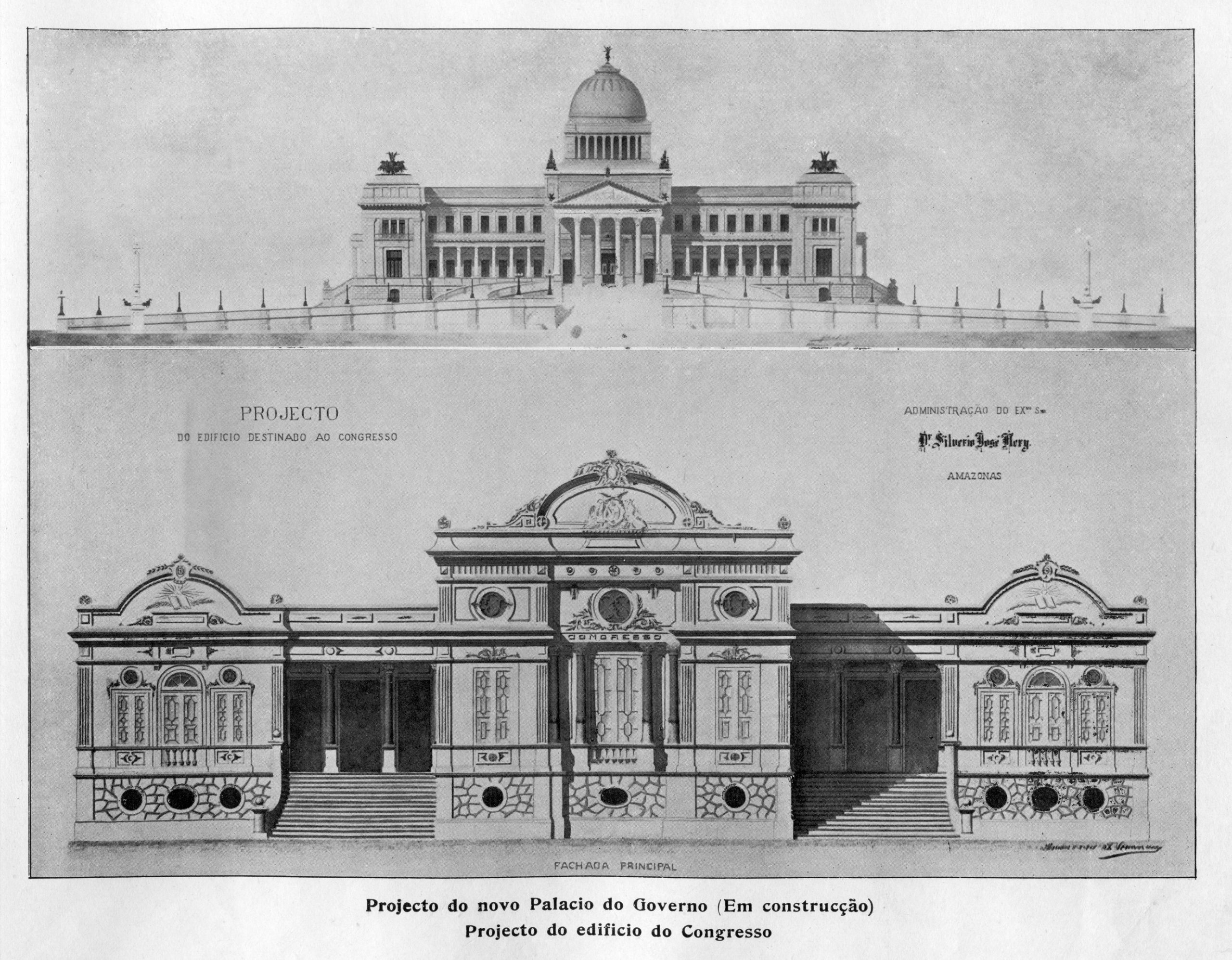 Projetos do Palácio do Governo e do Edifício do Congresso