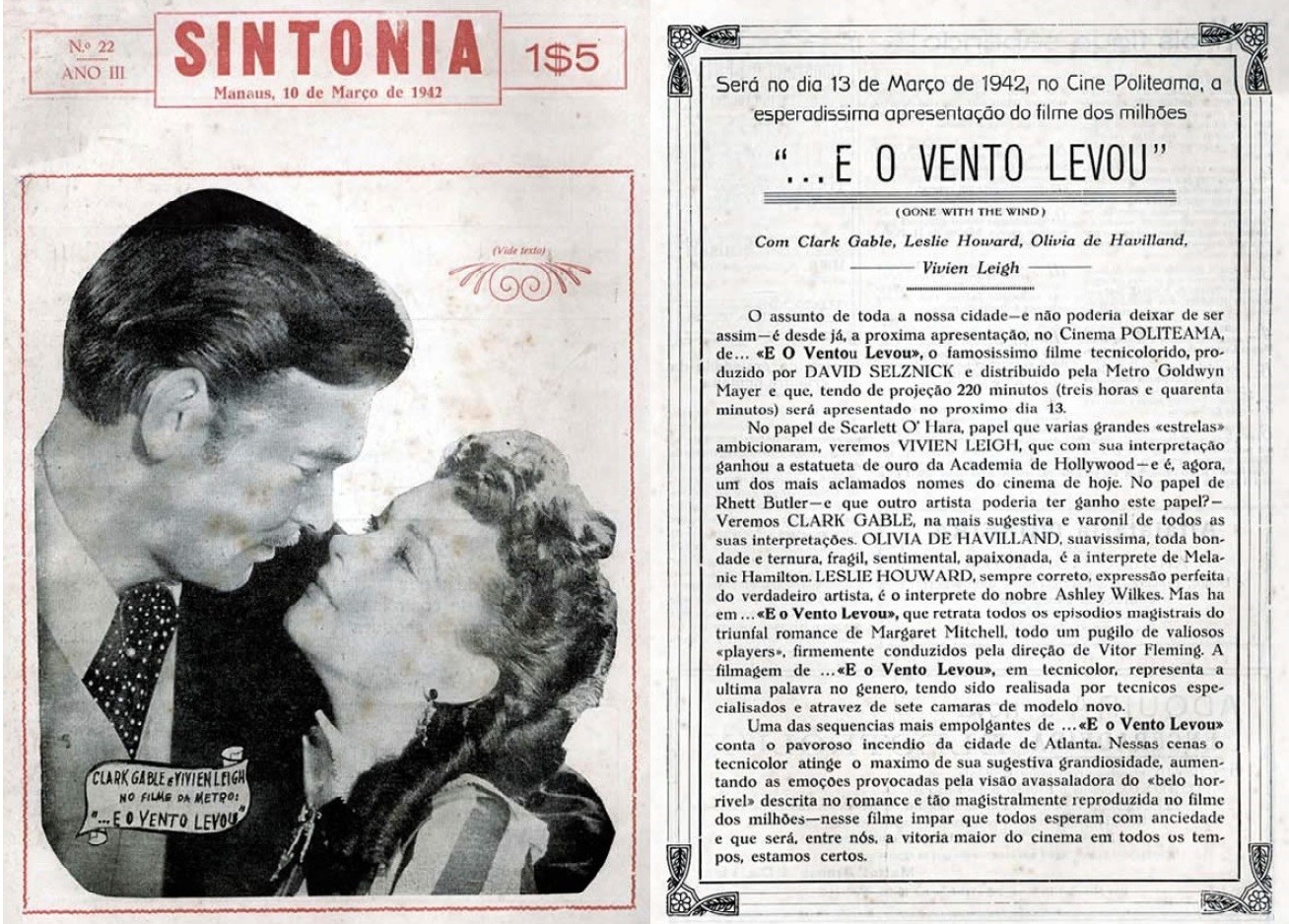 Propaganda da Revista Sintonia do clássico "...E o vento levou".