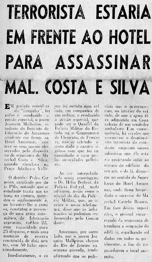Atentado Contra Costa e Silva em Manaus