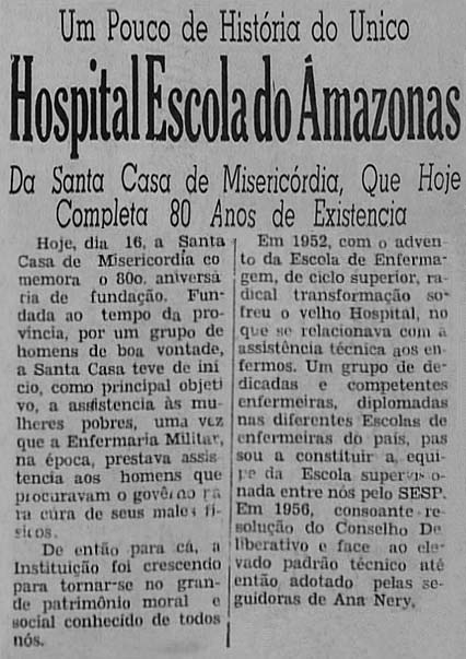 Santa Casa de Misericórdia: O Hospital Escola do Amazonas