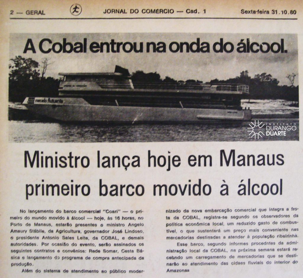 Lançamento do Primeiro Barco à Álcool em Manaus
