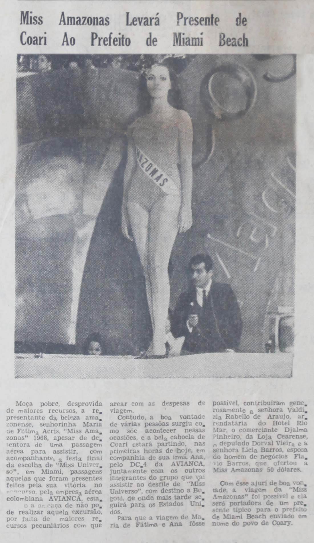 Maria de Fátima Acris: Miss Amazonas 1968