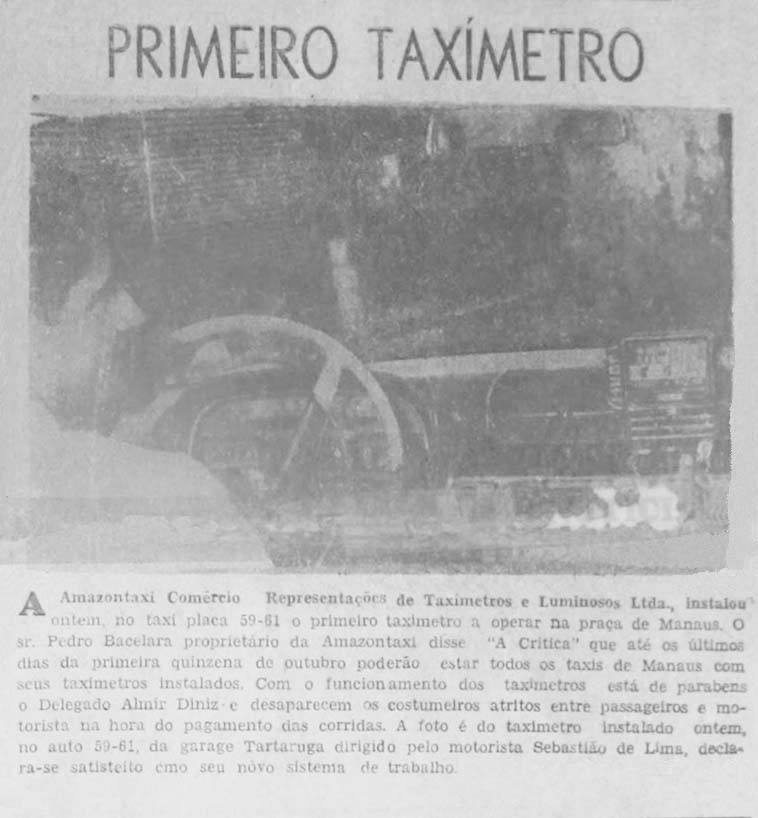 O Primeiro Taxímetro de Manaus
