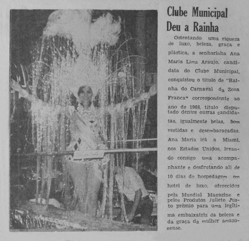 A Rainha do Carnaval da Zona Franca de 1968
