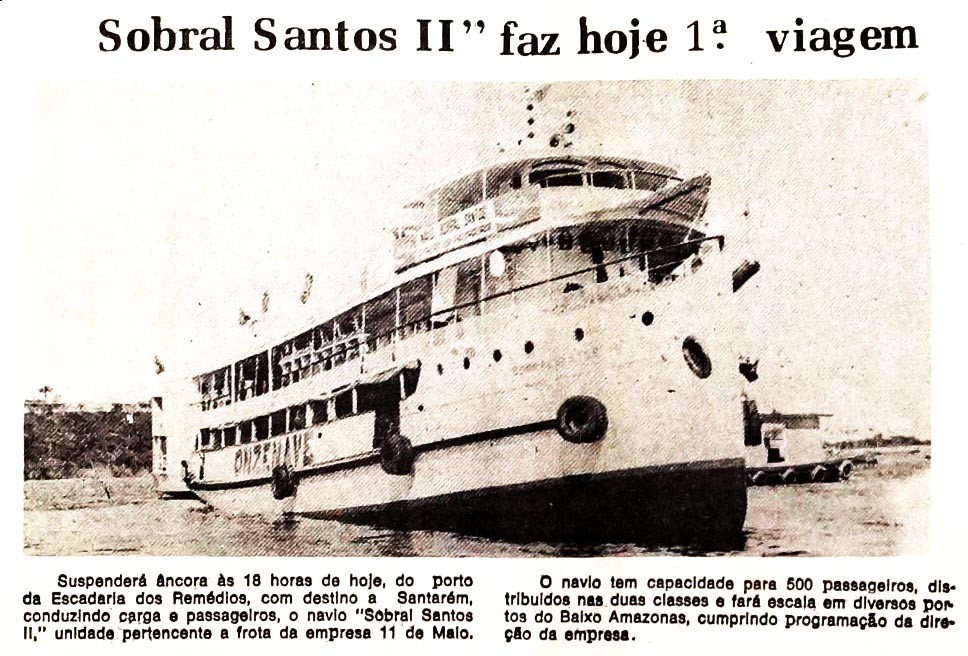 A primeira viagem do Navio Sobral Santos
